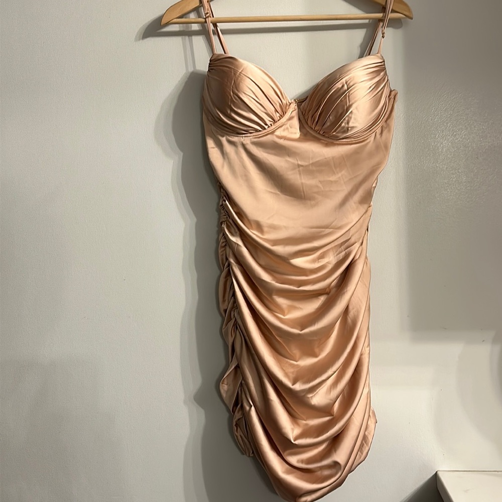 Oh Polly ruched satin dress